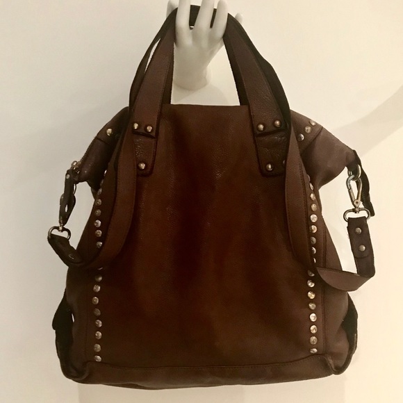 NEW! Washed Leather hip Tote Bag with studded details - Picture 1 of 7